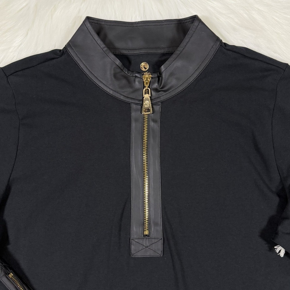 Spartina 449 Women's Size XL Black Vegan Leather Trim Nora Half Zip Dress - Picture 5 of 10